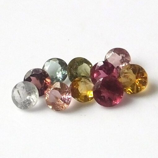 Natural Multi Tourmaline Faceted Round Gemstone