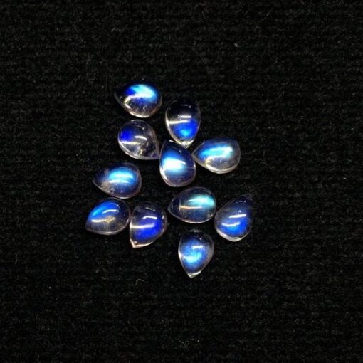 Natural Rainbow Moonstone Smooth Pear Cabochon