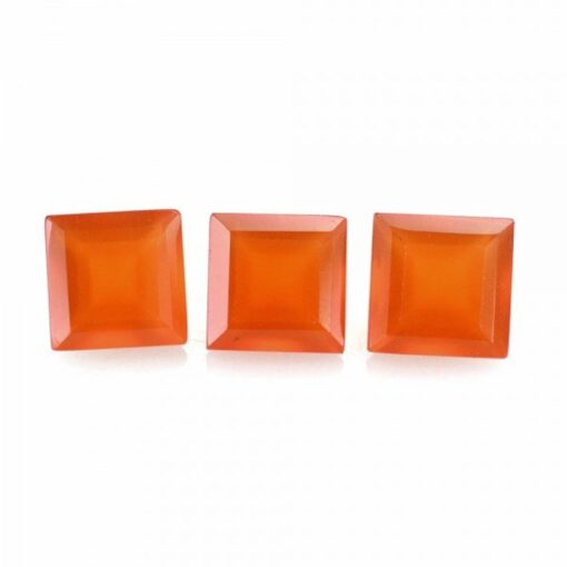 6mm Natural Carnelian Square Cut Gemstone