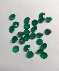 Natural Green Onyx Faceted Round Cut Gemstone