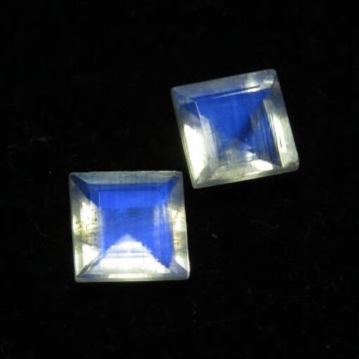 Natural Rainbow Moonstone Square Cut Gemstone