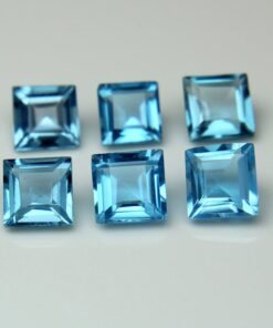 6mm Natural Swiss Blue Topaz Princess Cut Gemstone