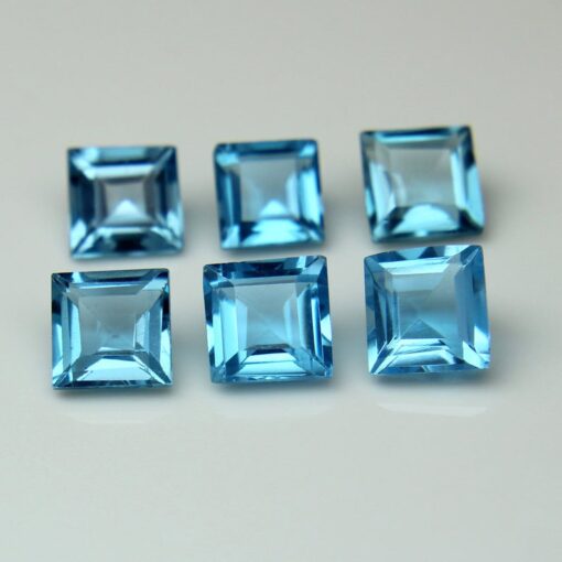 6mm Natural Swiss Blue Topaz Princess Cut Gemstone