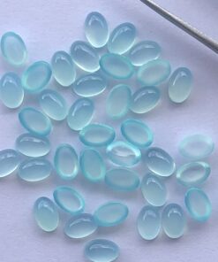 Natural Aqua Chalcedony Oval Cabochon