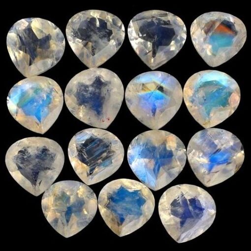 Natural Rainbow Moonstone Faceted Heart Gemstone