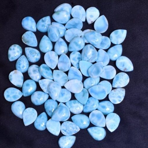 Natural Larimar Smooth Pear Cabochon