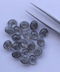 Natural Black Rutile Oval Cabochon