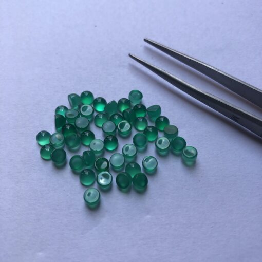 Natural Green Onyx Smooth Round Cabochon