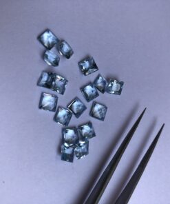 6mm Natural Sky Blue Topaz Princess Cut Gemstone