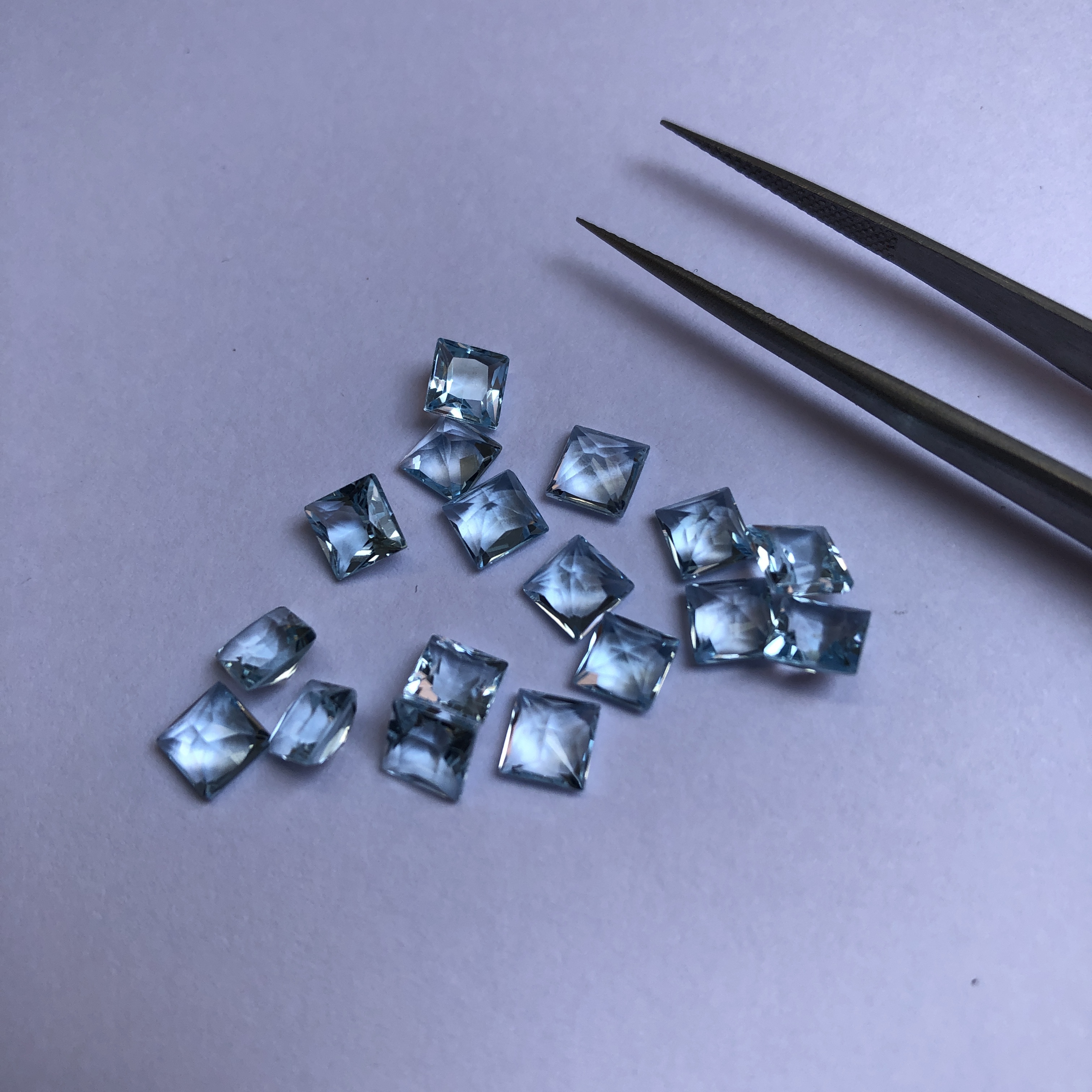 6mm Natural Sky Blue Topaz Princess Cut Gemstone | FREE SHIPPING