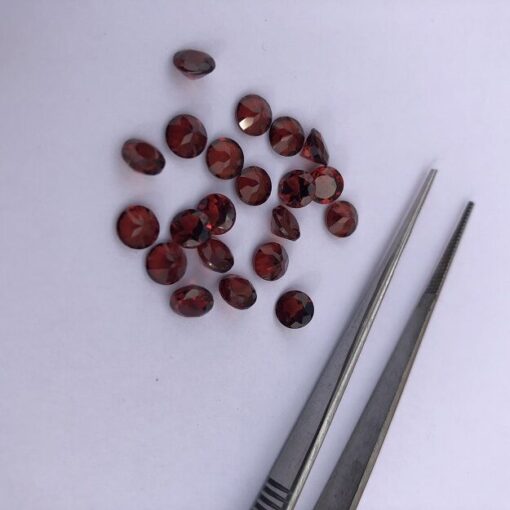 Natural Red Garnet Faceted Round Cut Gemstone