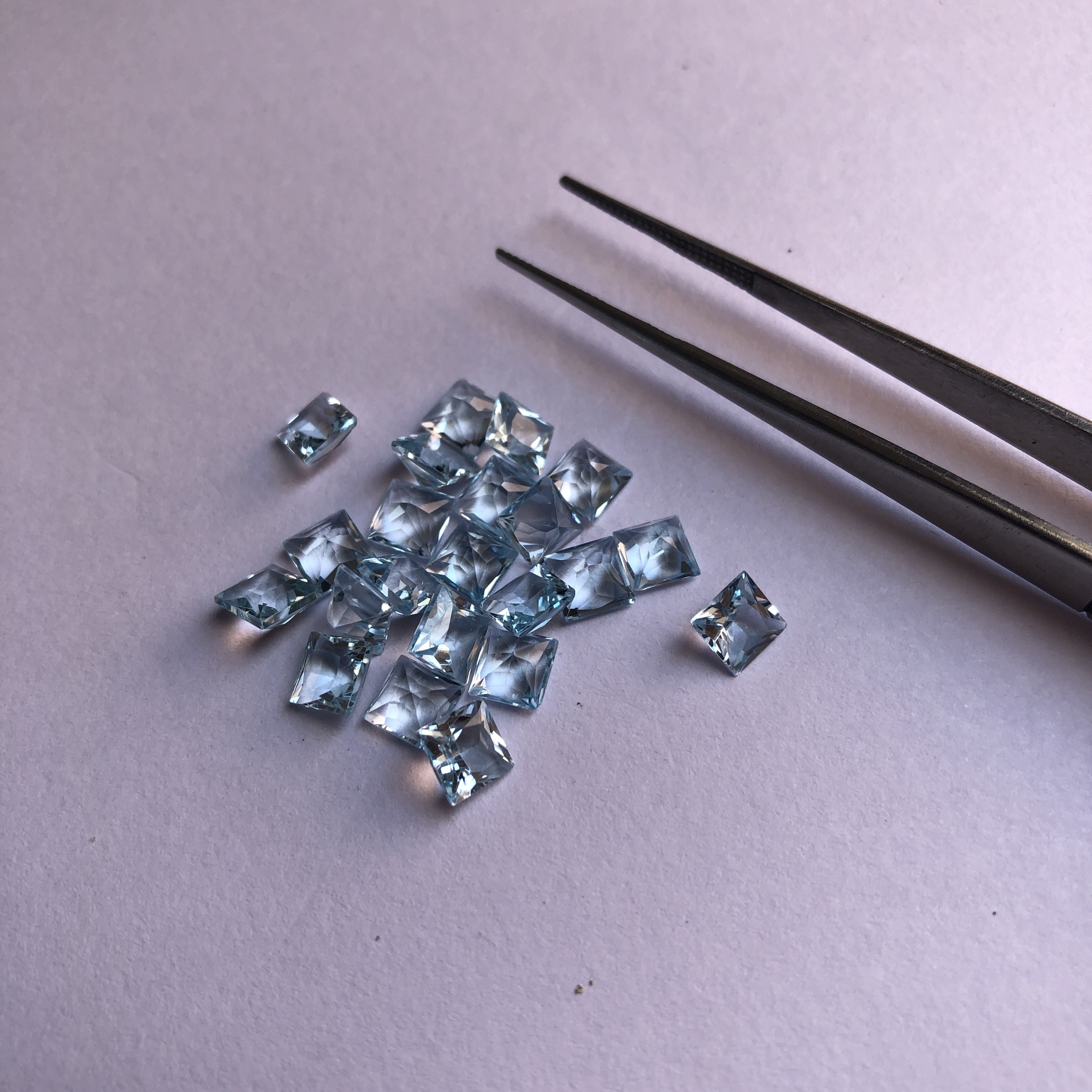 3mm Natural Sky Blue Topaz Princess Cut Gemstone | FREE SHIPPING