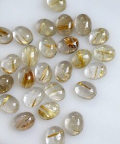 3x2mm Natural Golden Rutile Oval Cabochon