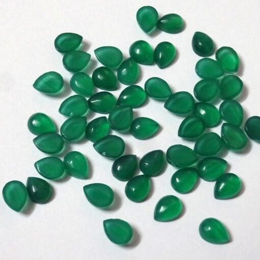 2x3mm Natural Green Onyx Pear Smooth Cabochon