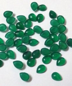 3x2mm Natural Green Onyx Pear Smooth Cabochon