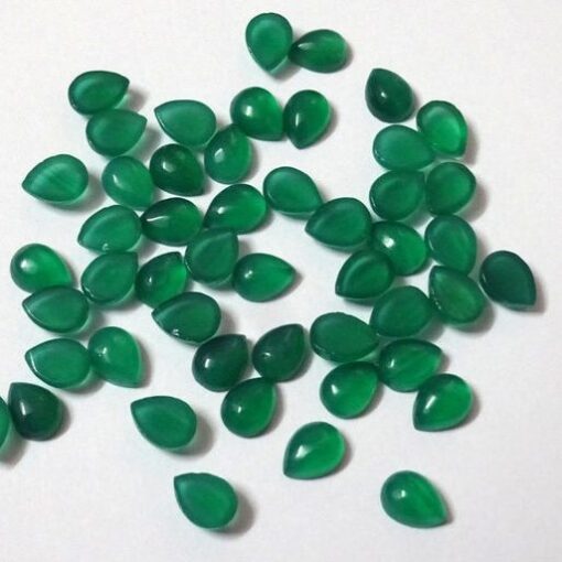 3x2mm Natural Green Onyx Pear Smooth Cabochon