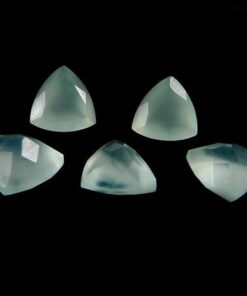 Natural Aqua Chalcedony Faceted Trillion Gemstone