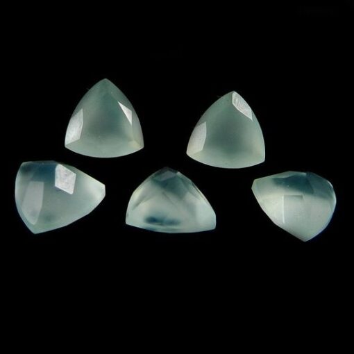 Natural Aqua Chalcedony Faceted Trillion Gemstone