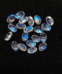 Natural Rainbow Moonstone Faceted Oval Cut Gemstone