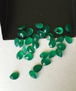 Natural Green Onyx Faceted Pear Gemstone