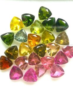 Natural Multi Tourmaline Faceted Trillion Gemstone