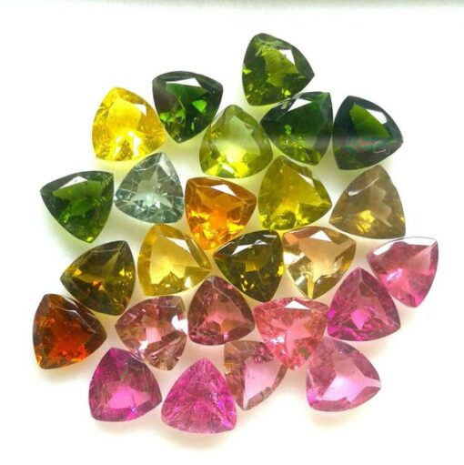 Natural Multi Tourmaline Faceted Trillion Gemstone