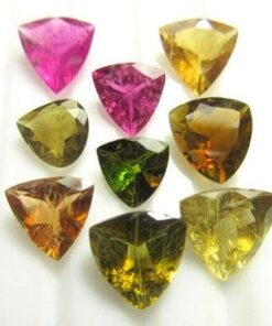 Natural Multi Tourmaline Faceted Trillion Cut Gemstone