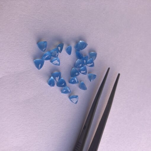 Natural Blue Chalcedony Faceted Trillion Cut Gemstone
