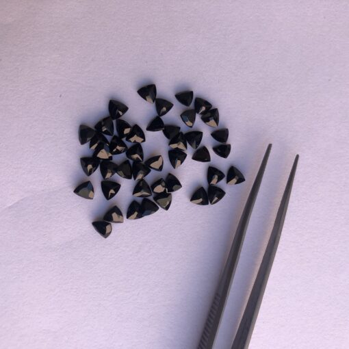 Natural Black Spinel Faceted Trillion Cut Gemstone