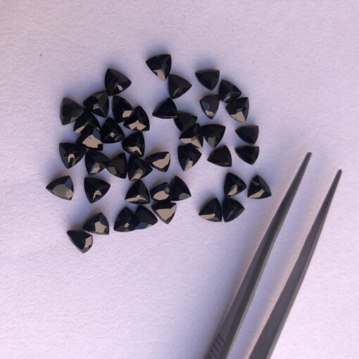 Natural Black Onyx Faceted Trillion Cut Gemstone