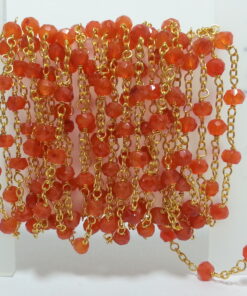 Shop Carnelian Beads Gold Plated Rosary Chain