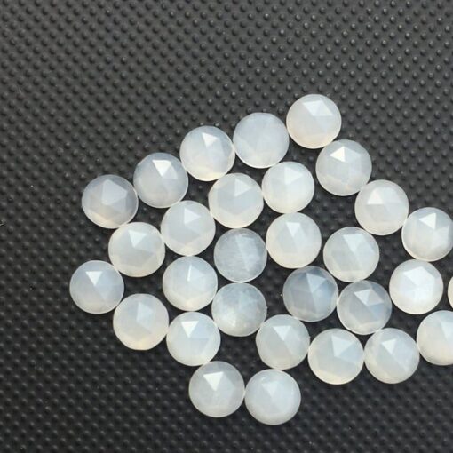 4mm Natural White Moonstone Round Rose Cut Cabochon