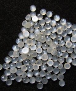 3mm Natural White Moonstone Round Rose Cut Cabochon