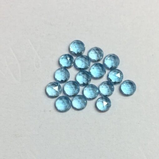 3mm Natural Swiss Blue Topaz Round Rose Cut Cabochon