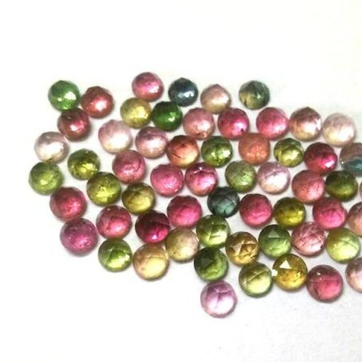 5mm Natural Multi Tourmaline Round Rose Cut Cabochon