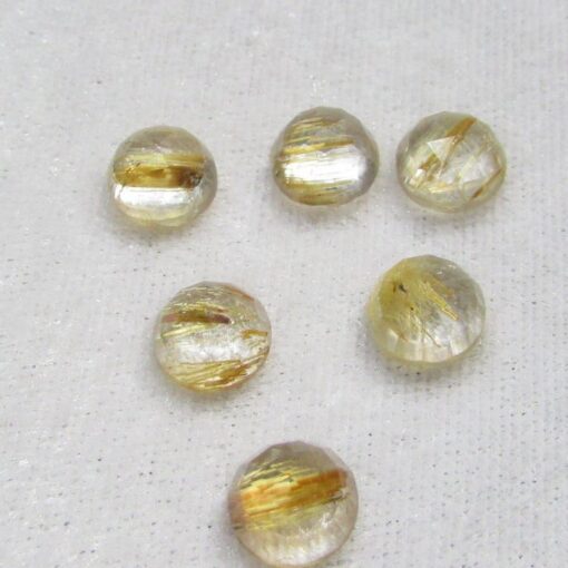 5mm Natural Golden Rutile Round Rose Cut Cabochon