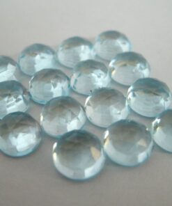 5mm Natural Sky Blue Topaz Round Rose Cut Cabochon