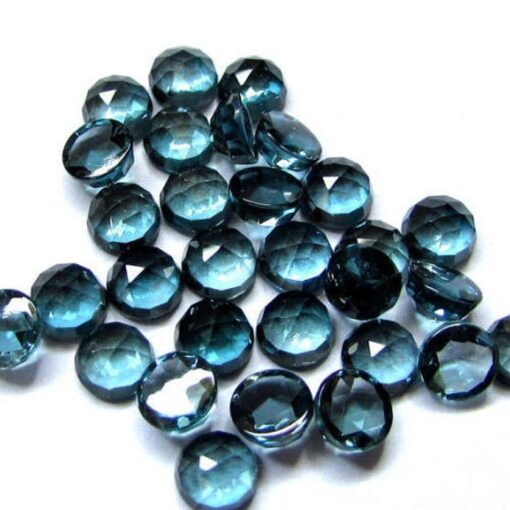 5mm Natural London Blue Topaz Round Rose Cut Cabochon