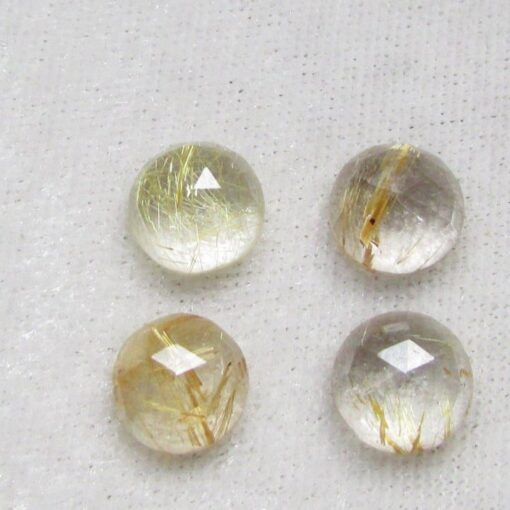 6mm Natural Golden Rutile Round Rose Cut Cabochon