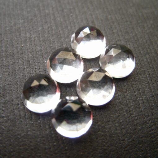 6mm Natural White Topaz Round Rose Cut Cabochon