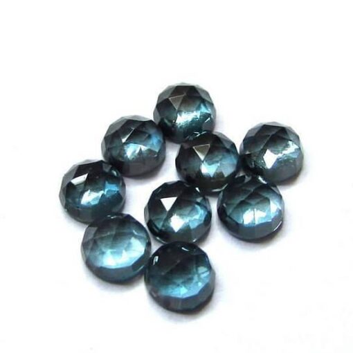 6mm Natural London Blue Topaz Round Rose Cut Cabochon