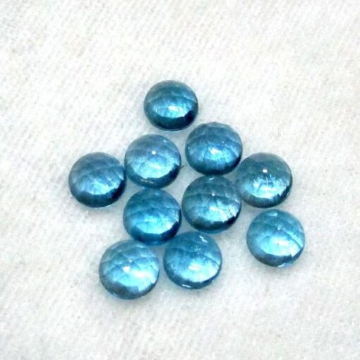 6mm Natural Swiss Blue Topaz Round Rose Cut Cabochon