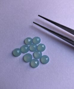 5mm Natural Aqua Chalcedony Round Rose Cut Cabochon