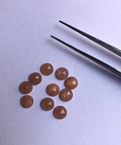 5mm Natural Peach Moonstone Round Rose Cut Cabochon