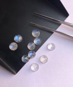 5mm Natural Rainbow Moonstone Round Rose Cut Cabochon