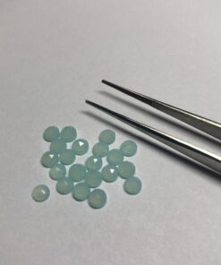 3mm Natural Aqua Chalcedony Round Rose Cut Cabochon