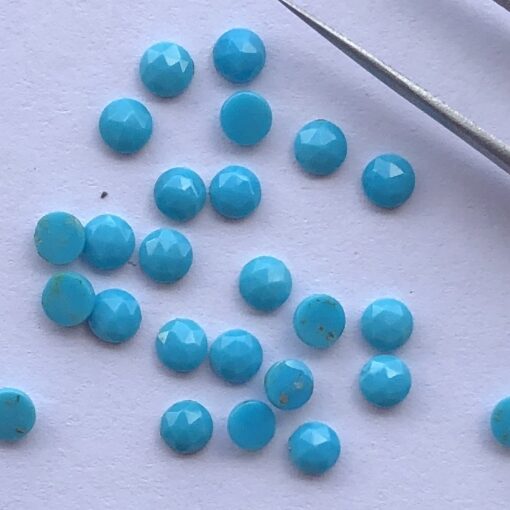 6mm Natural Sleeping Beauty Turquoise Round Rose Cut Cabochon