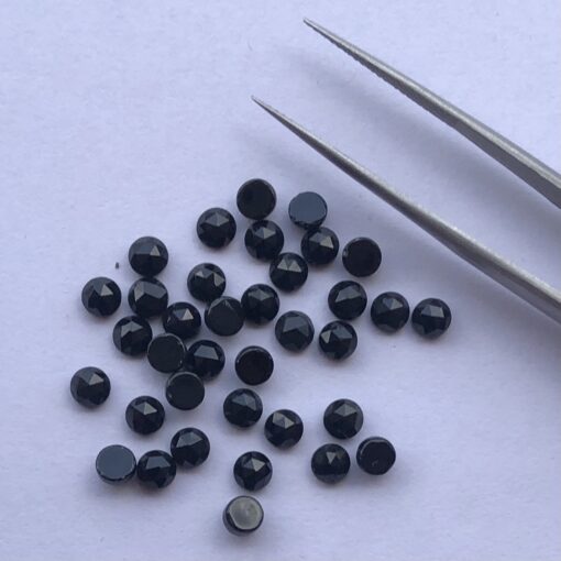 5mm Natural Black Spinel Round Rose Cut Cabochon