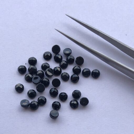 5mm Natural Black Spinel Round Rose Cut Cabochon