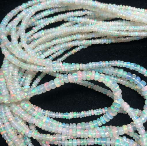 Ethiopian Opal Smooth Rondelle Beads, AAA Ethiopian Opal Beads